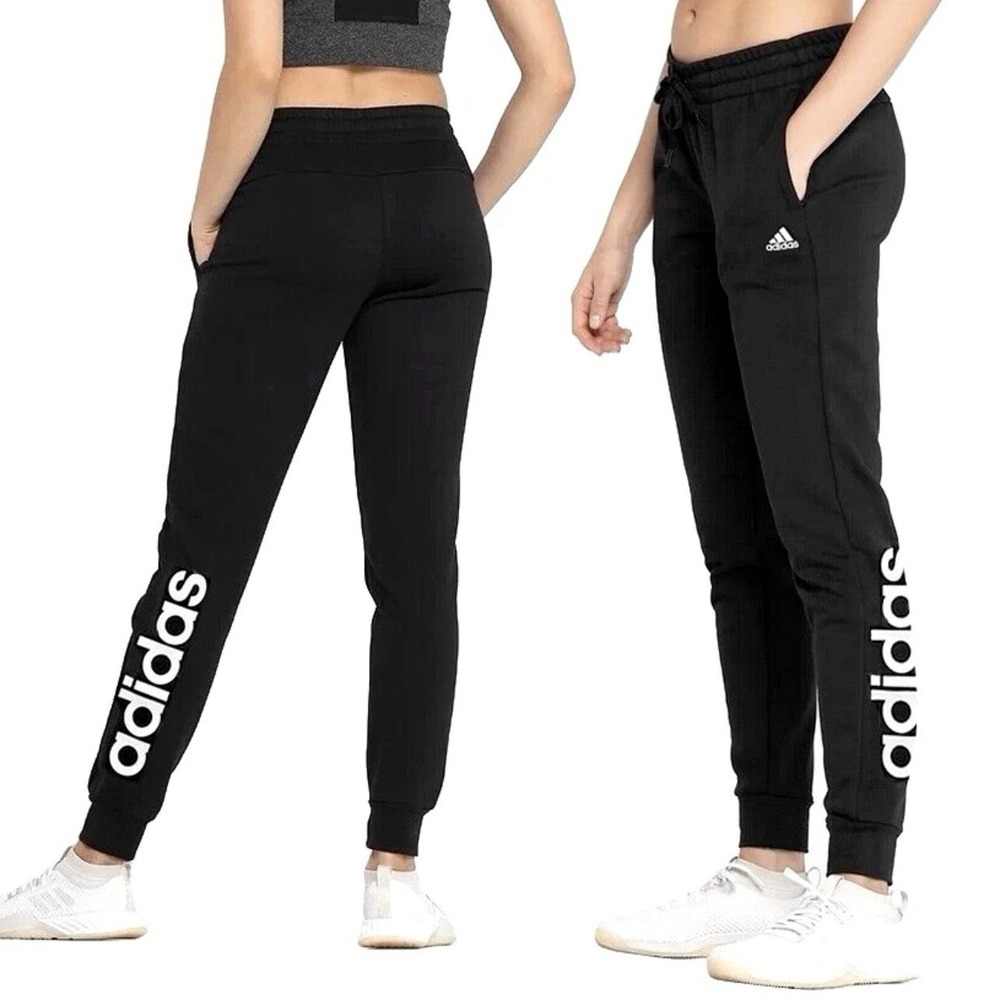 Adidas Women's XS Essentials Lineage French Terry Slim Tapered Leg Black GM5526